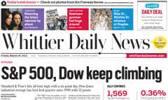 Whittier Daily News newspaper front page